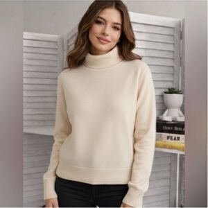 J. Crew Cream Turtleneck Sweater#100%cashmere